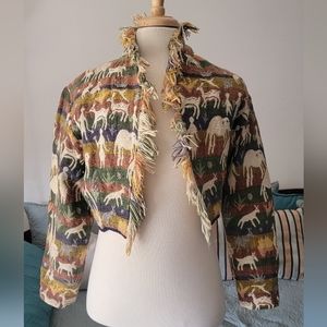 Vintage Tapestry Crop JacketBlazer size M
